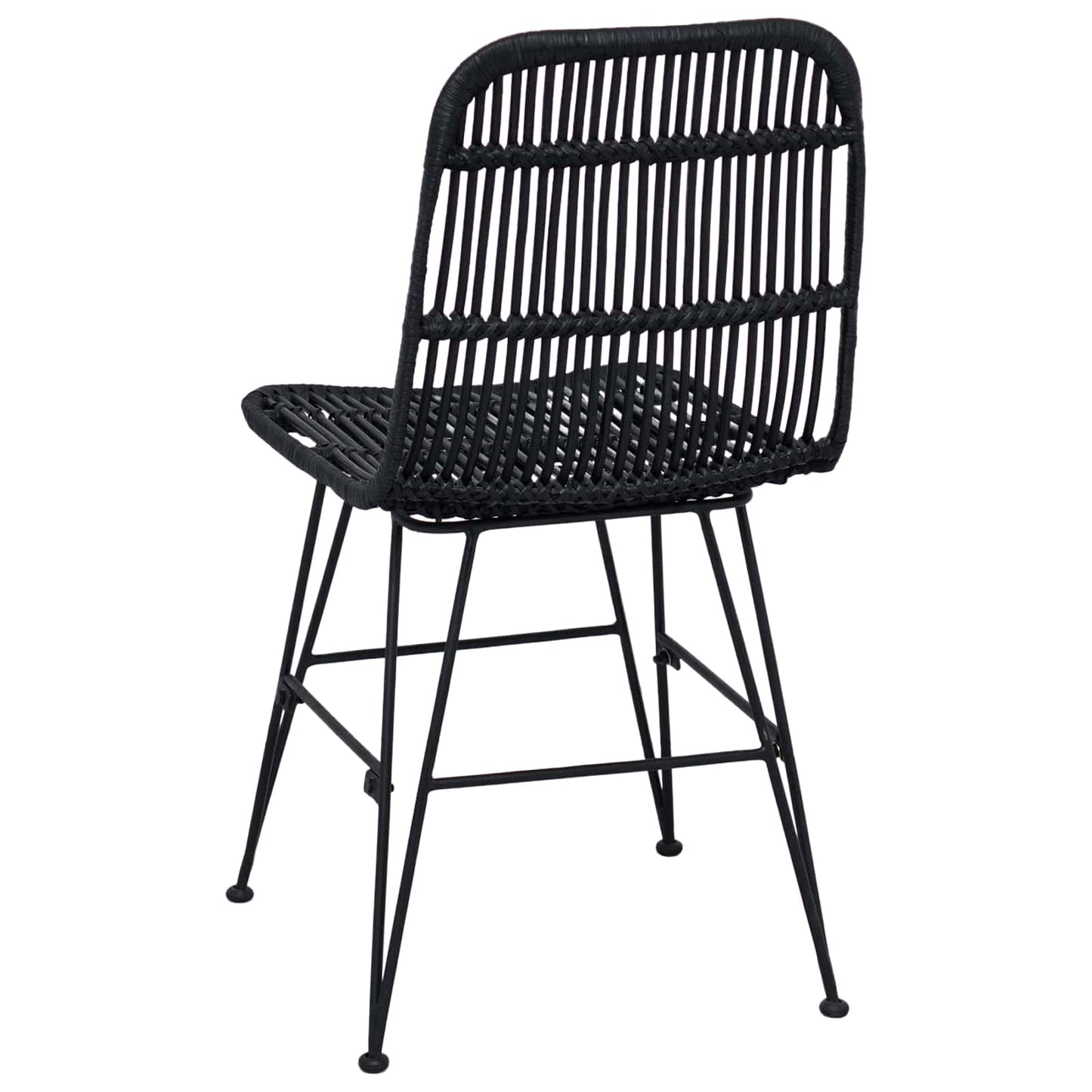 vidaXL Dinning Chair 2 pcs Black 41 x 55 x 85 cm Rattan and Steel