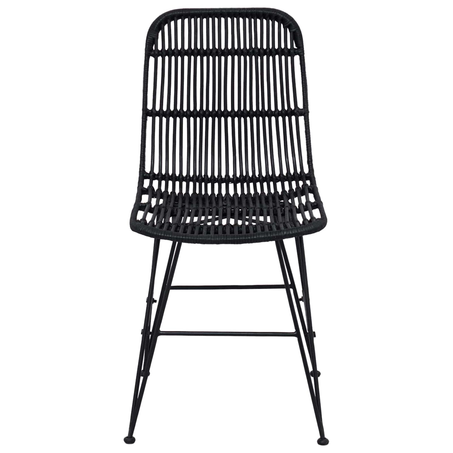 vidaXL Dinning Chair 2 pcs Black 41 x 55 x 85 cm Rattan and Steel