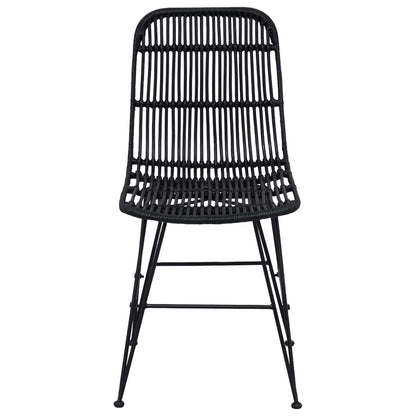vidaXL Dinning Chair 2 pcs Black 41 x 55 x 85 cm Rattan and Steel
