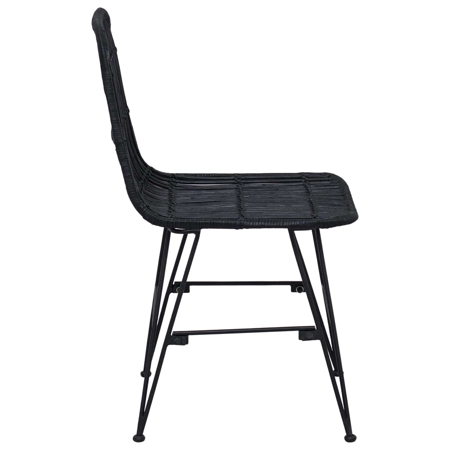vidaXL Dinning Chair 2 pcs Black 41 x 55 x 85 cm Rattan and Steel
