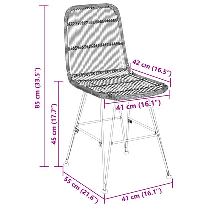 vidaXL Dinning Chair 2 pcs Black 41 x 55 x 85 cm Rattan and Steel