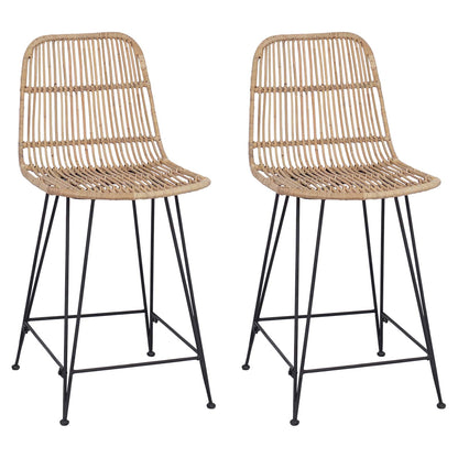 vidaXL Bar Stool 2 pcs Natural 44 x 54 x 96 cm Rattan and Steel