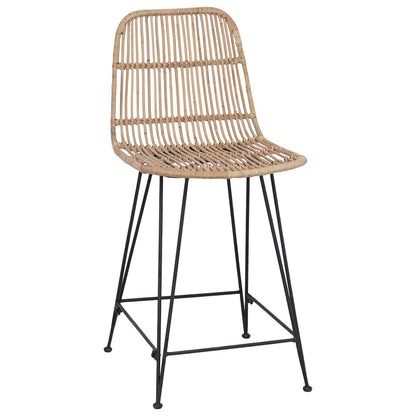vidaXL Bar Stool 2 pcs Natural 44 x 54 x 96 cm Rattan and Steel
