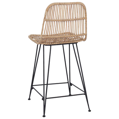 vidaXL Bar Stool 2 pcs Natural 44 x 54 x 96 cm Rattan and Steel