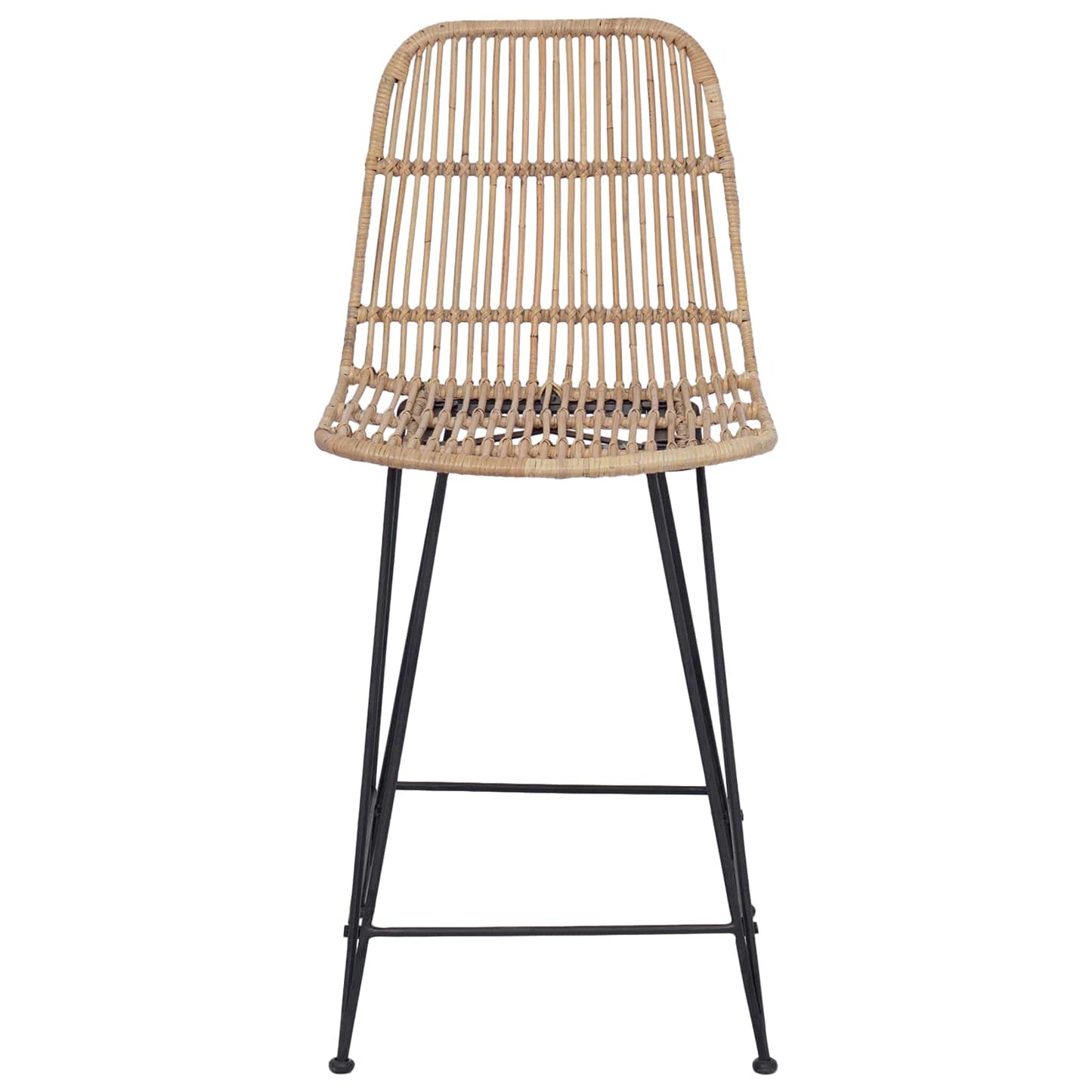 vidaXL Bar Stool 2 pcs Natural 44 x 54 x 96 cm Rattan and Steel