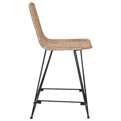 vidaXL Bar Stool 2 pcs Natural 44 x 54 x 96 cm Rattan and Steel