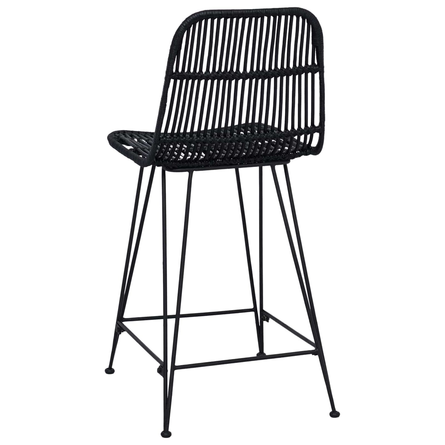 vidaXL Bar Stool 2 pcs Black 44 x 54 x 96 cm Rattan and Steel