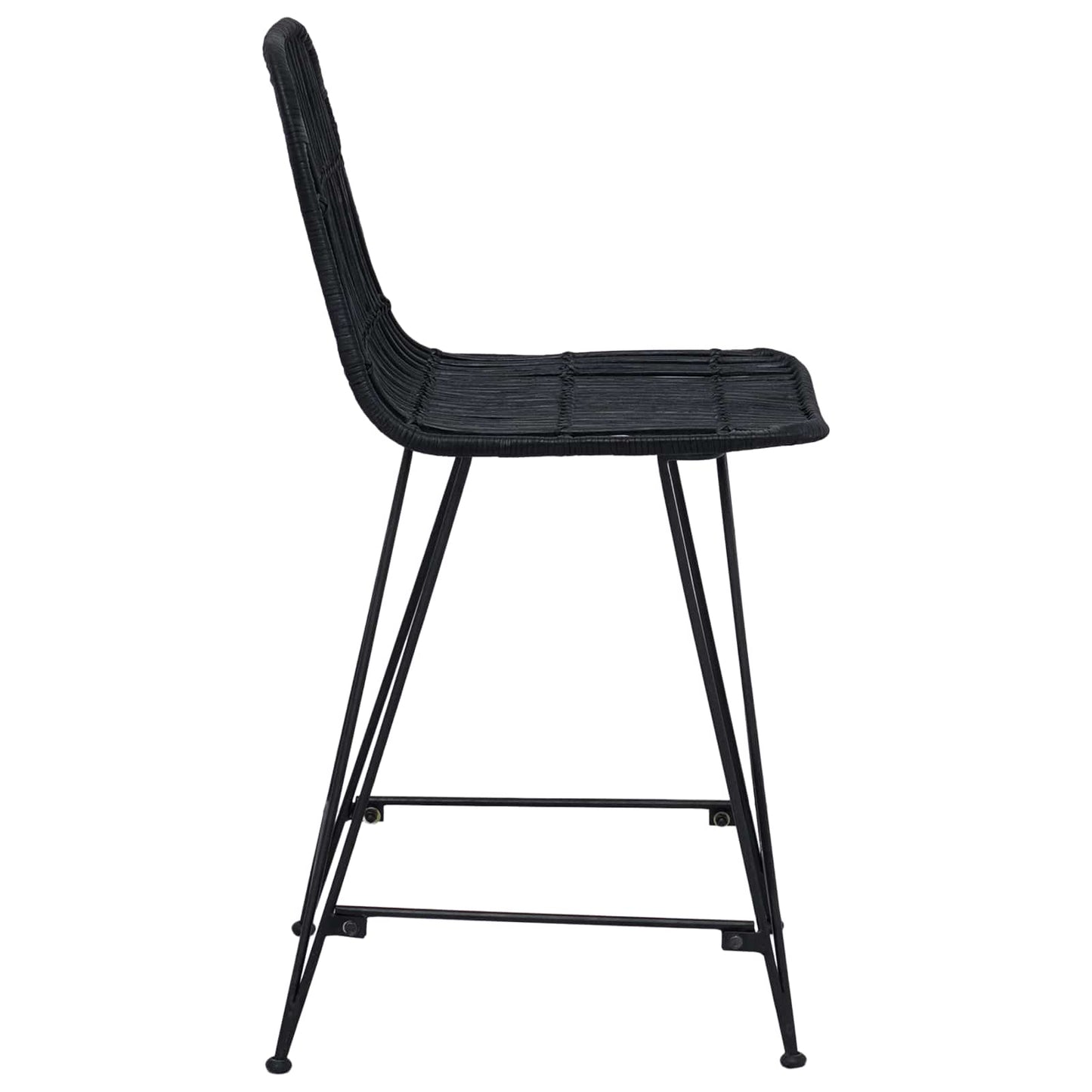 vidaXL Bar Stool 2 pcs Black 44 x 54 x 96 cm Rattan and Steel