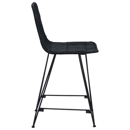 vidaXL Bar Stool 2 pcs Black 44 x 54 x 96 cm Rattan and Steel