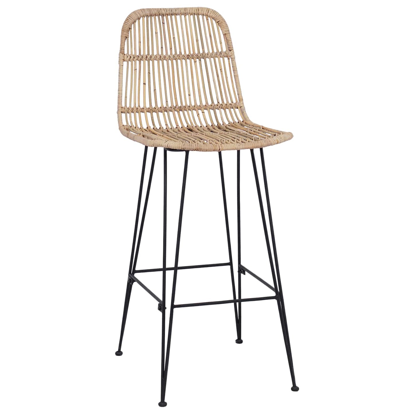 vidaXL Bar Stool 2 pcs Natural 44 x 55 x 109 cm Rattan and Steel