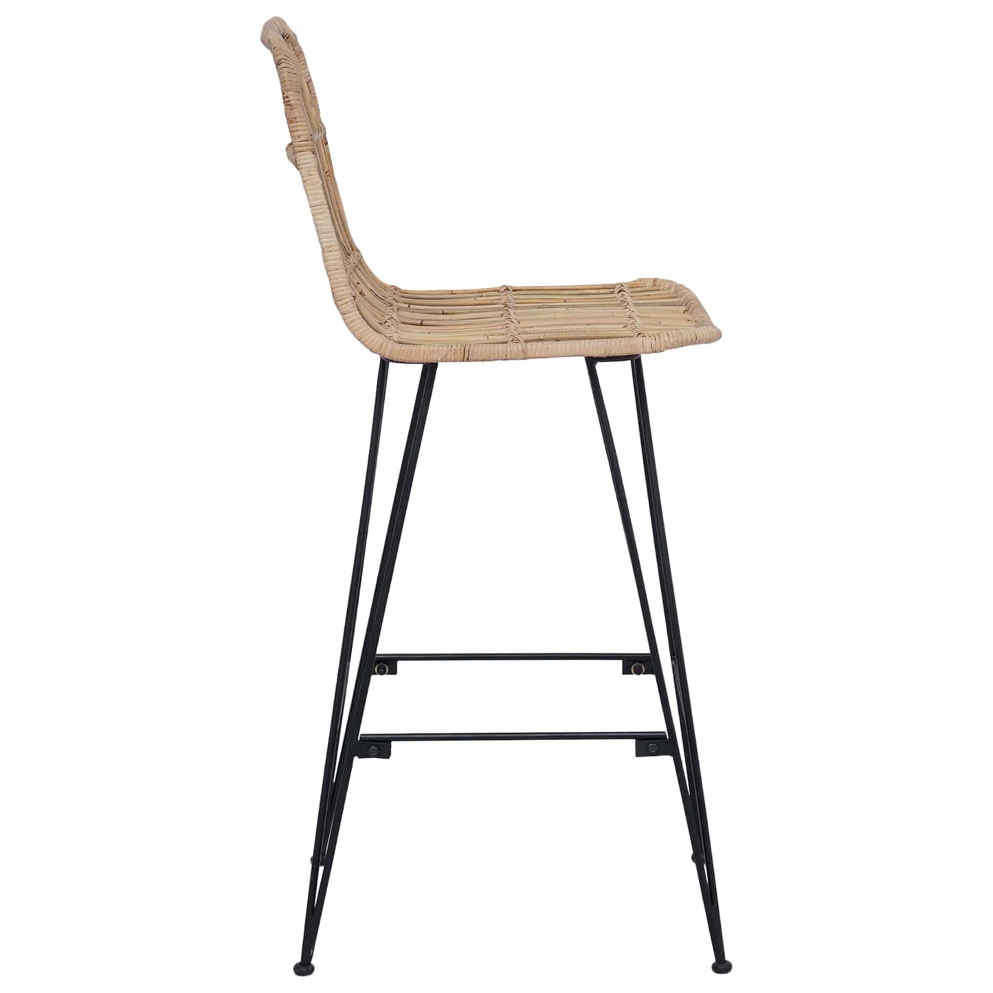 vidaXL Bar Stool 2 pcs Natural 44 x 55 x 109 cm Rattan and Steel