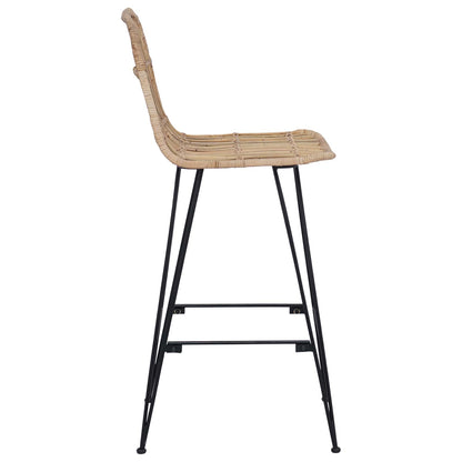 vidaXL Bar Stool 2 pcs Natural 44 x 55 x 109 cm Rattan and Steel