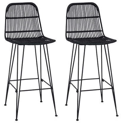 vidaXL Bar Stool 2 pcs Black 44 x 55 x 109 cm Rattan and Steel
