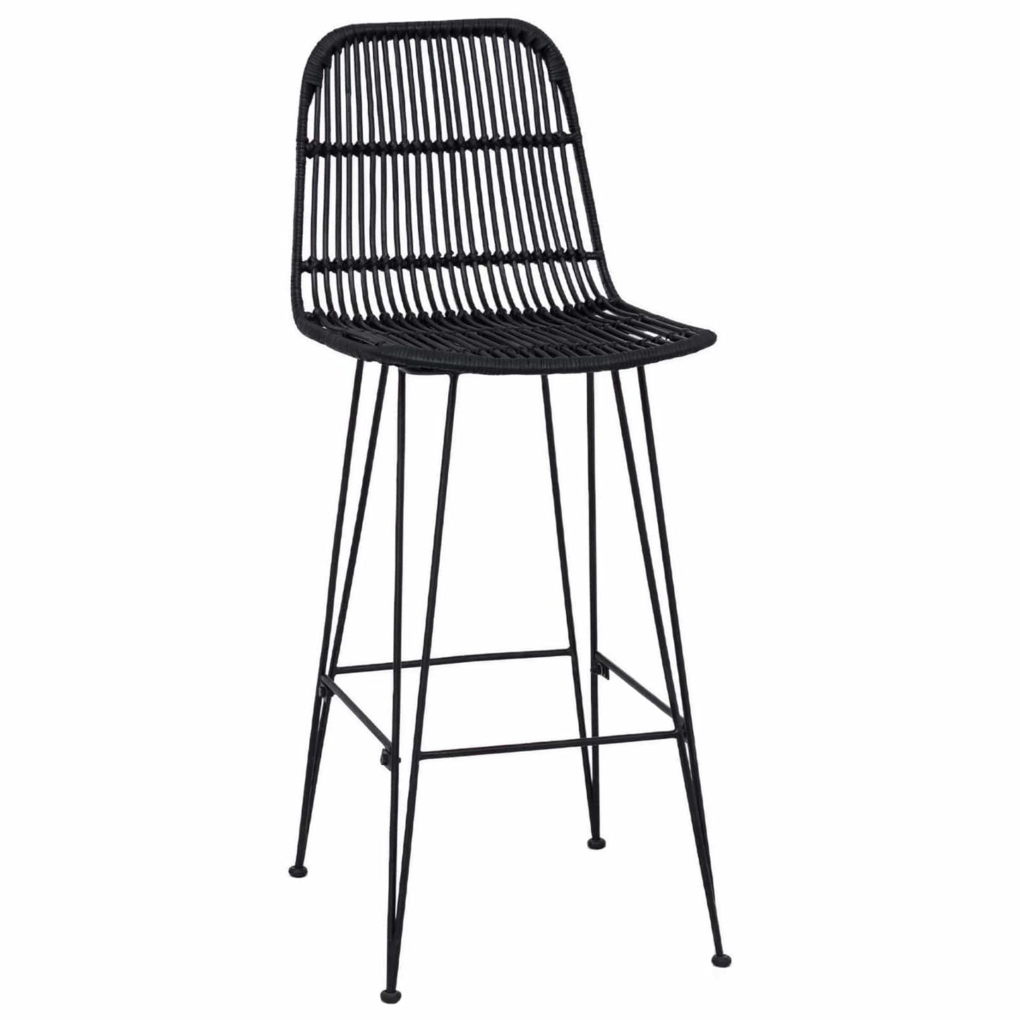 vidaXL Bar Stool 2 pcs Black 44 x 55 x 109 cm Rattan and Steel