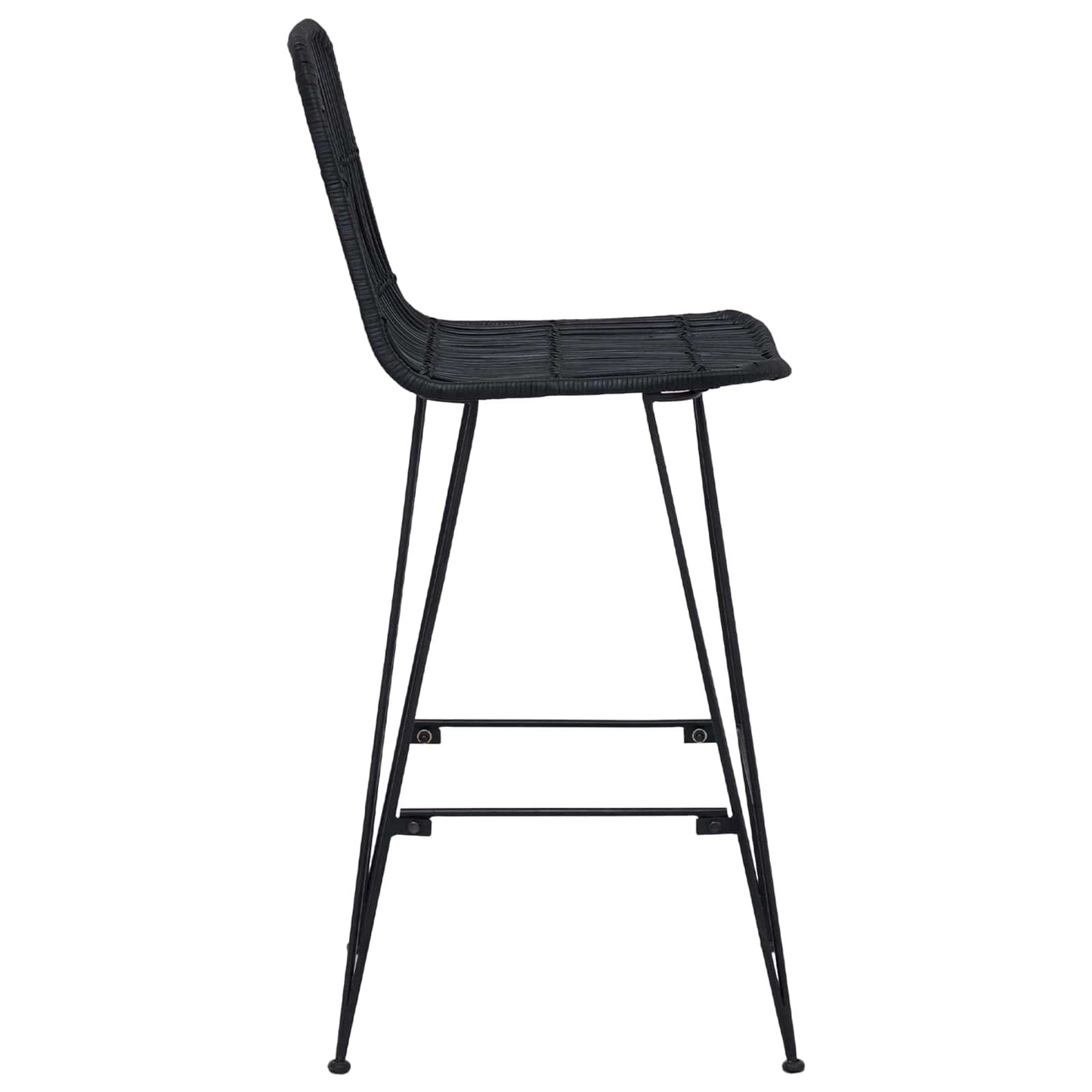 vidaXL Bar Stool 2 pcs Black 44 x 55 x 109 cm Rattan and Steel