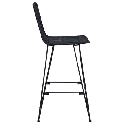 vidaXL Bar Stool 2 pcs Black 44 x 55 x 109 cm Rattan and Steel