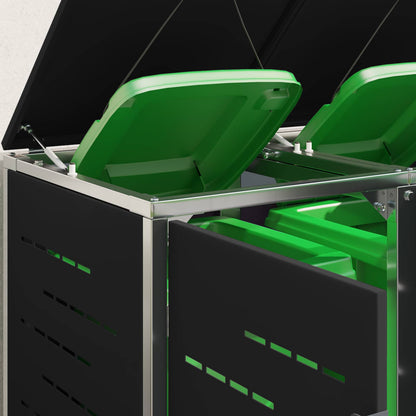 vidaXL Wheelie Bin Storage Stainless Steel Black