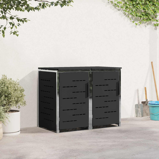 vidaXL Wheelie Bin Storage for 2 Bins 240L Stainless Steel Black