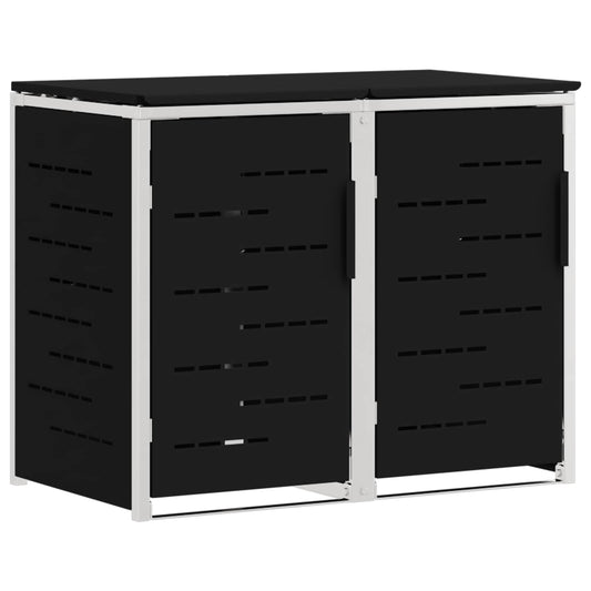 vidaXL Wheelie Bin Storage for 2 Bins 240L Stainless Steel Black