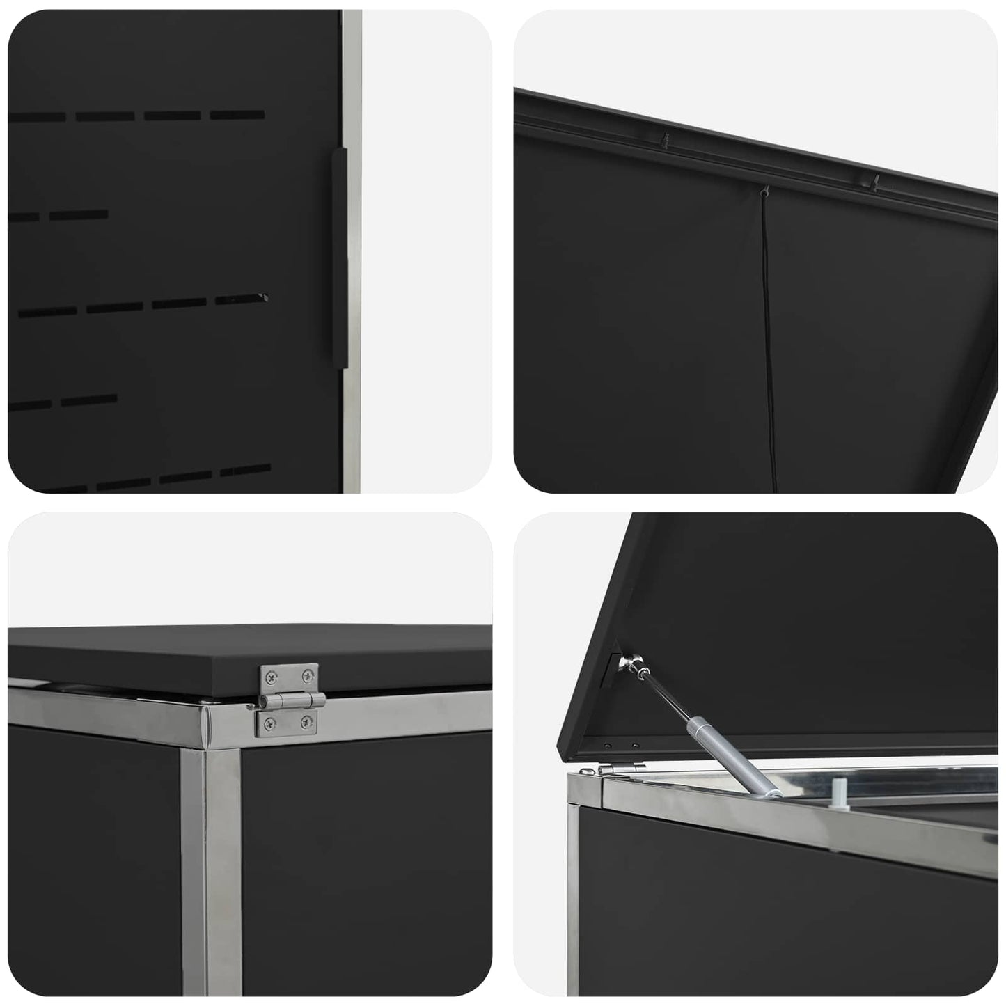 vidaXL Wheelie Bin Storage Stainless Steel Black