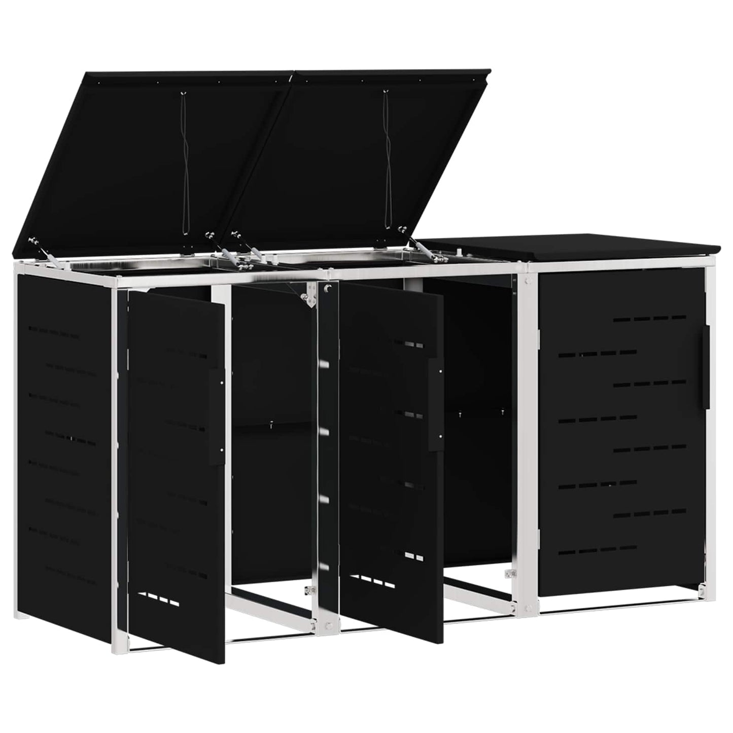 vidaXL Wheelie Bin Storage Stainless Steel Black