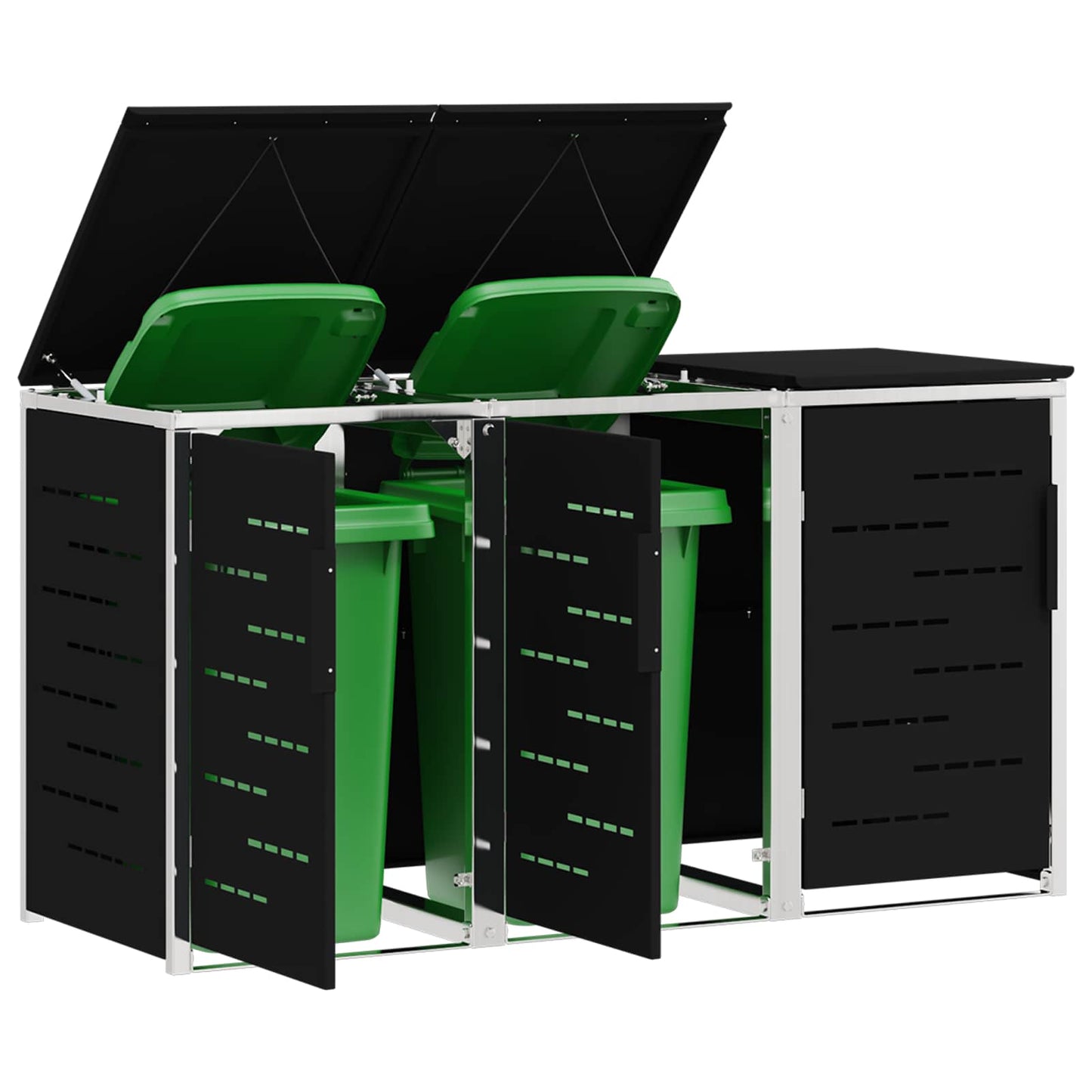 vidaXL Wheelie Bin Storage Stainless Steel Black