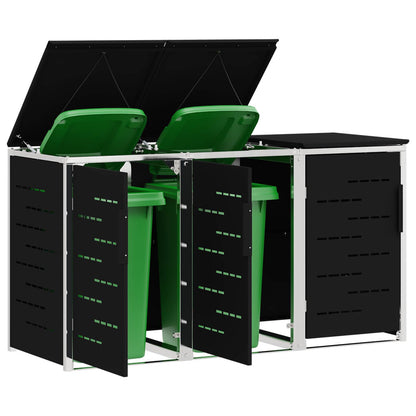 vidaXL Wheelie Bin Storage Stainless Steel Black