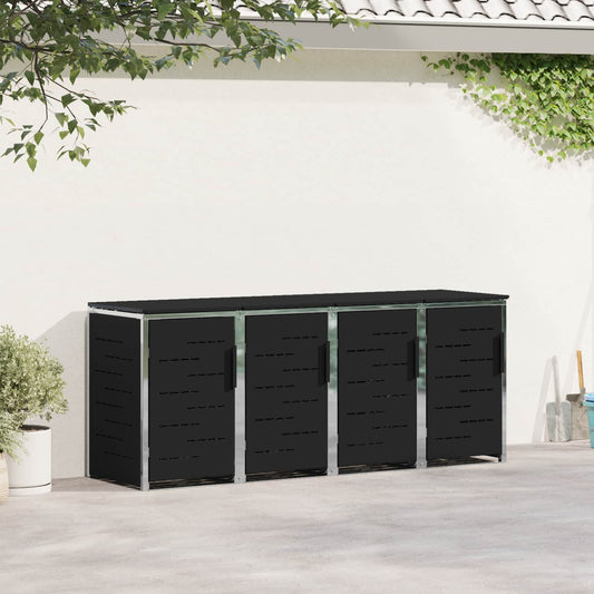 vidaXL Wheelie Bin Storage for 4 Bins 240L Stainless Steel Black