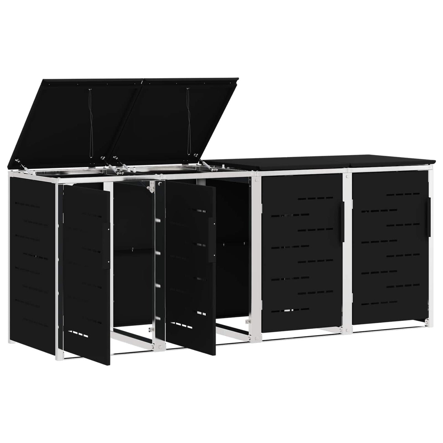 vidaXL Wheelie Bin Storage Stainless Steel Black