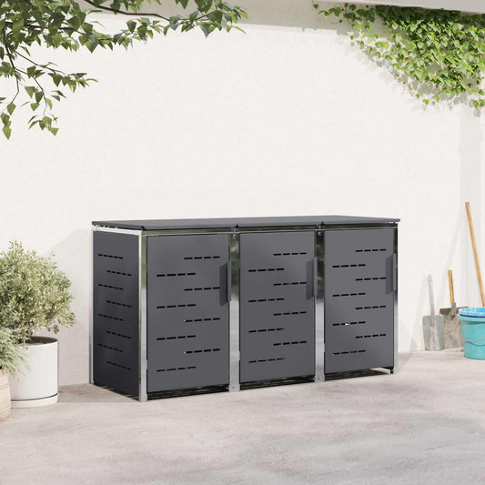vidaXL Wheelie Bin Storage for 3 Bins 240L Stainless Steel Anthracite