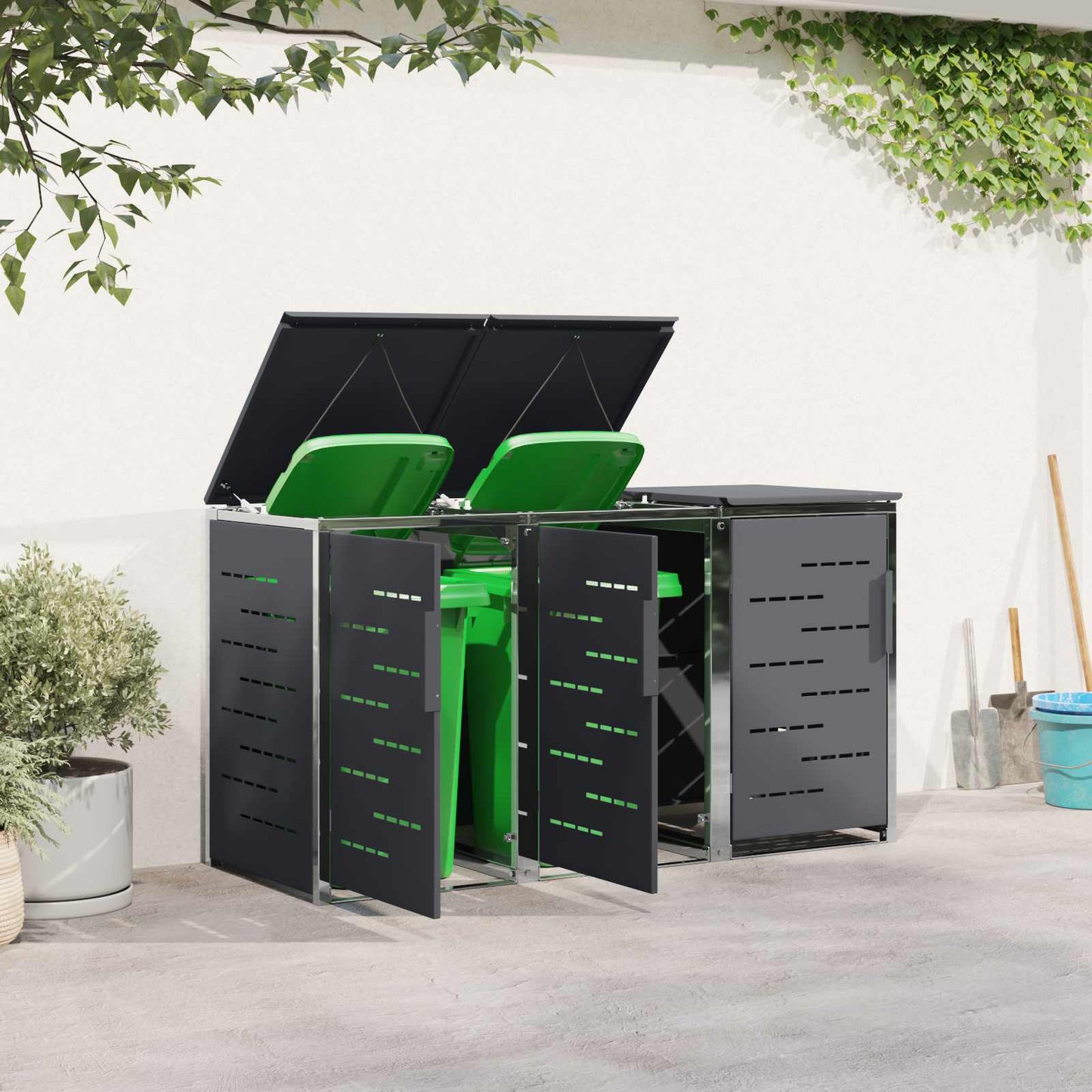 vidaXL Wheelie Bin Storage Stainless Steel Anthracite