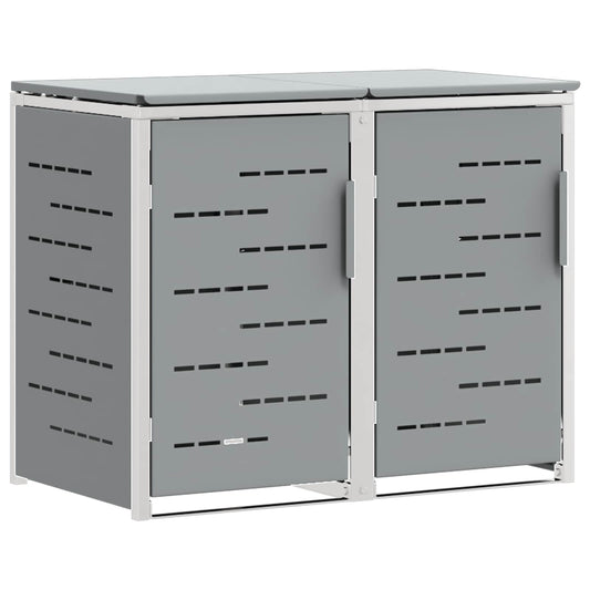 vidaXL Wheelie Bin Storage for 2 Bins 240L Stainless Steel Grey