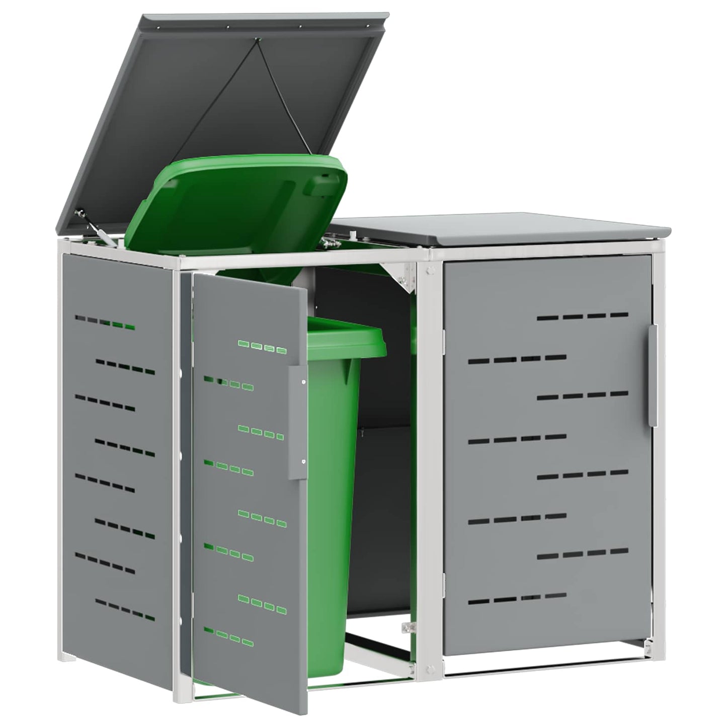 vidaXL Wheelie Bin Storage Stainless Steel Grey