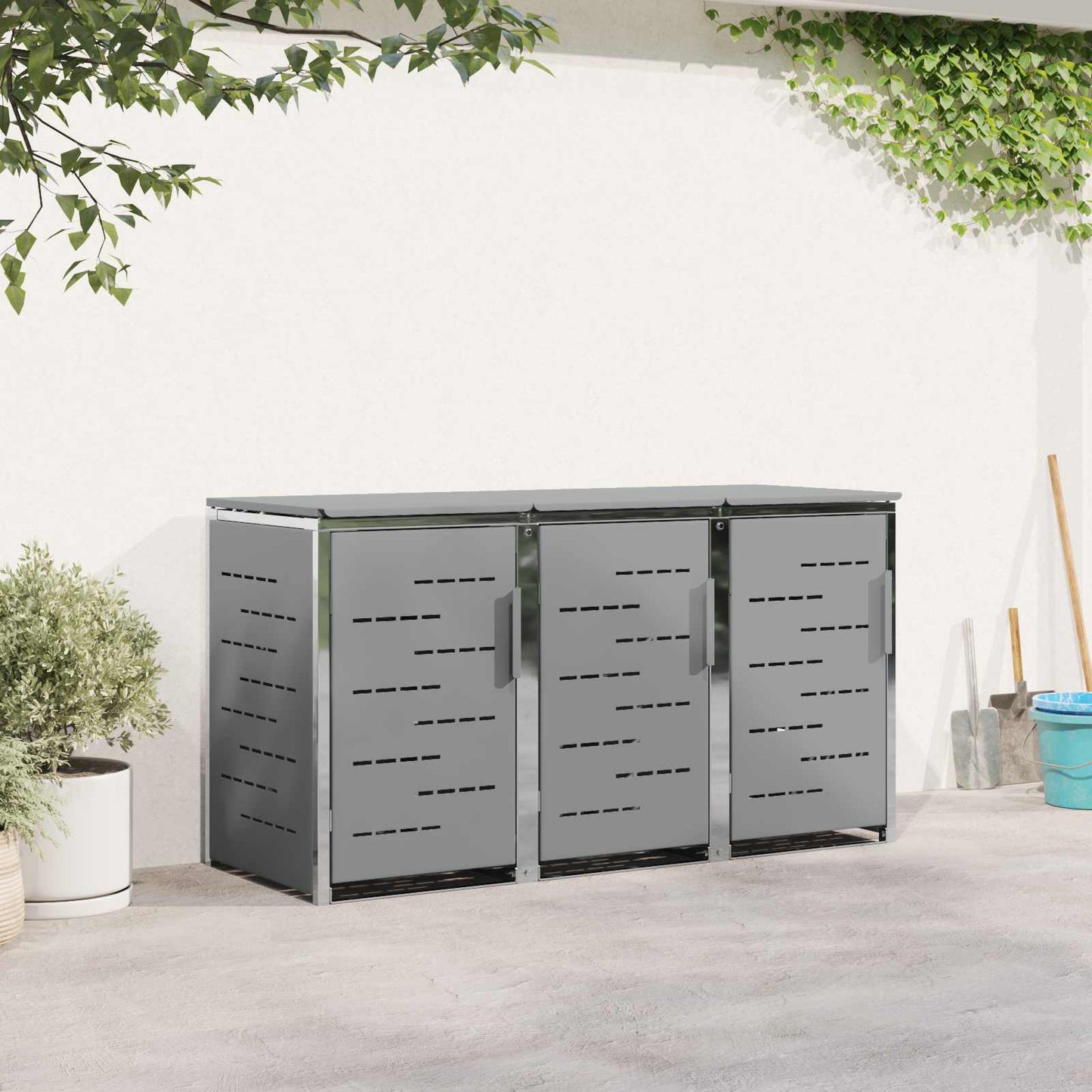 vidaXL Wheelie Bin Storage Stainless Steel Grey