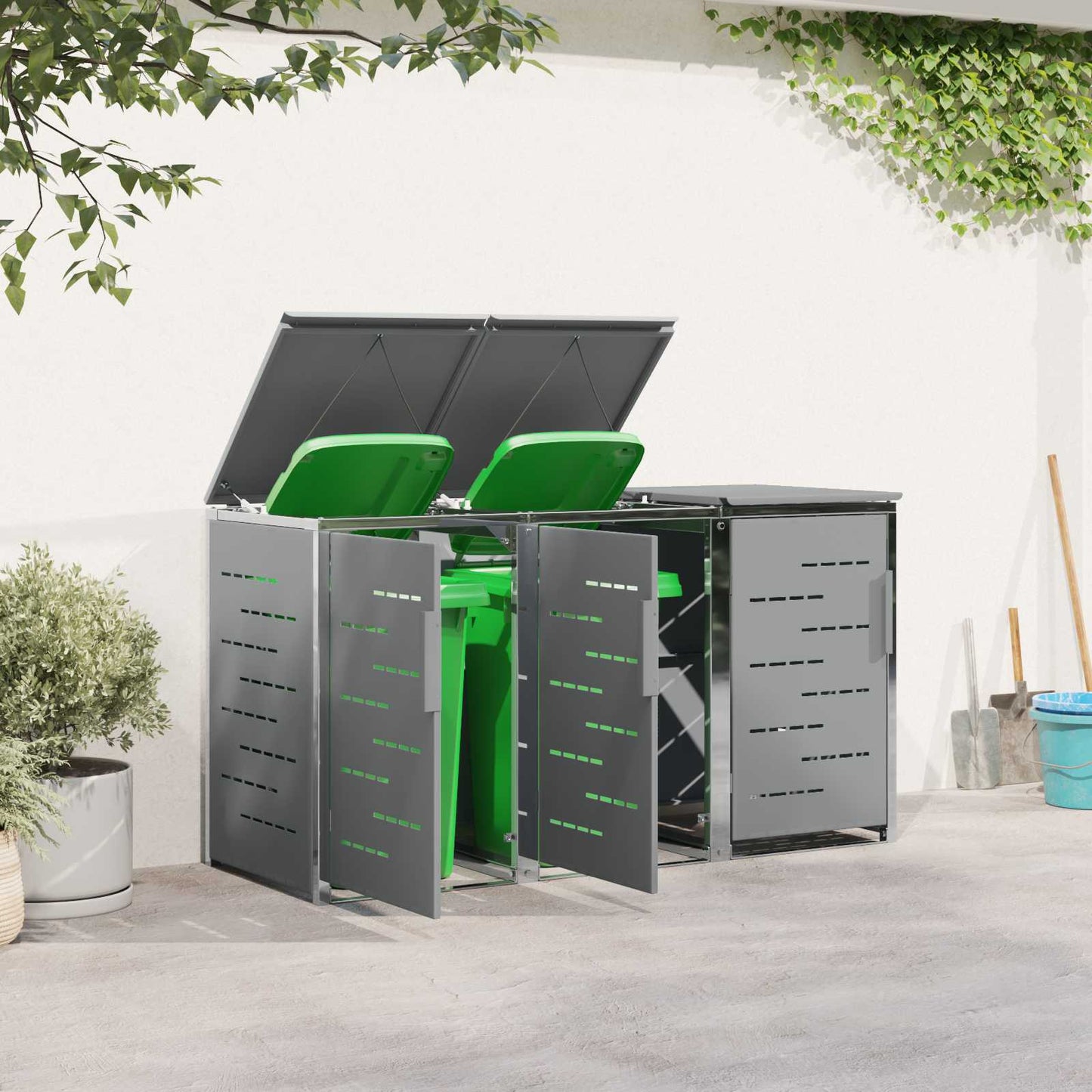 vidaXL Wheelie Bin Storage Stainless Steel Grey