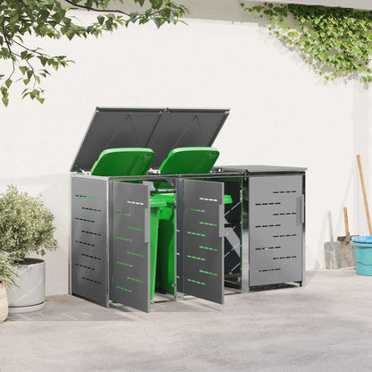 vidaXL Wheelie Bin Storage Stainless Steel Grey