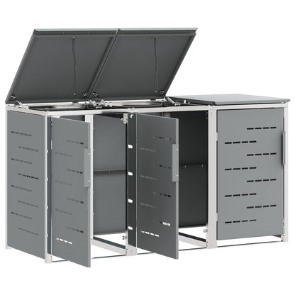 vidaXL Wheelie Bin Storage Stainless Steel Grey