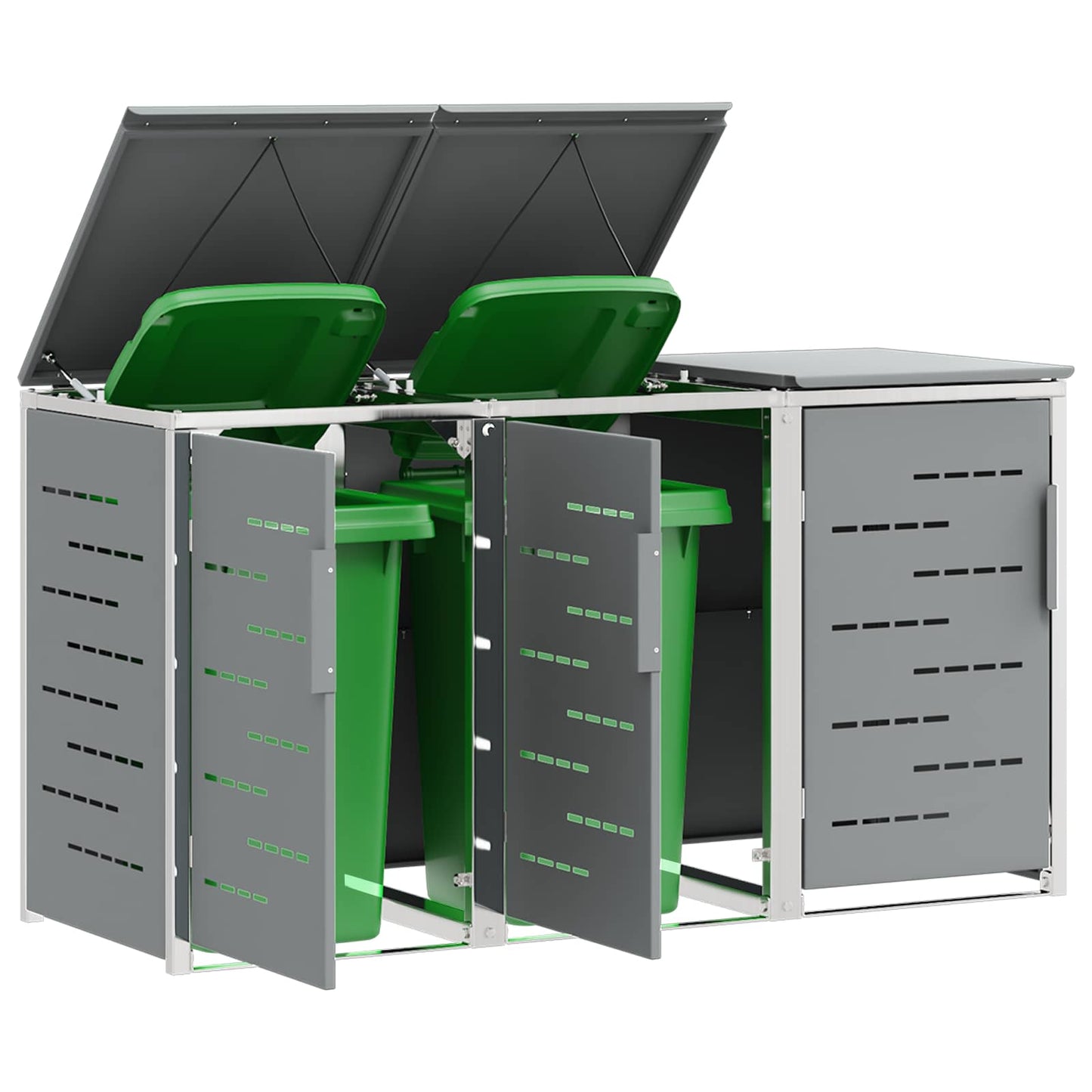 vidaXL Wheelie Bin Storage Stainless Steel Grey