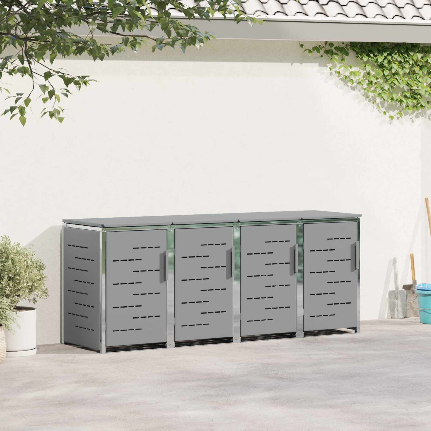 vidaXL Wheelie Bin Storage Stainless Steel Grey