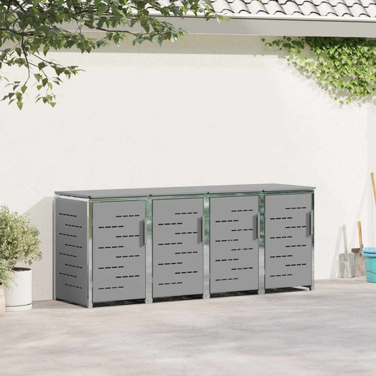 vidaXL Wheelie Bin Storage for 4 Bins 240L Stainless Steel Grey