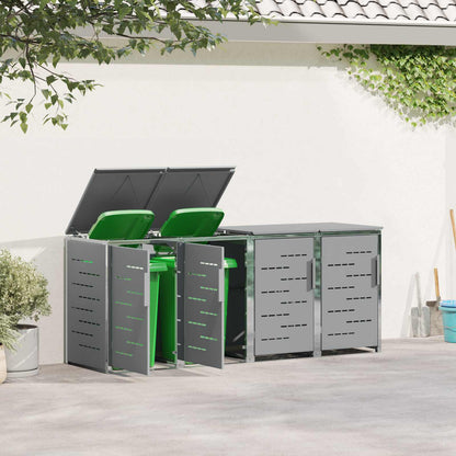 vidaXL Wheelie Bin Storage Stainless Steel Grey