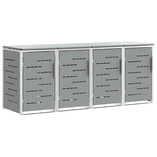 vidaXL Wheelie Bin Storage for 4 Bins 240L Stainless Steel Grey