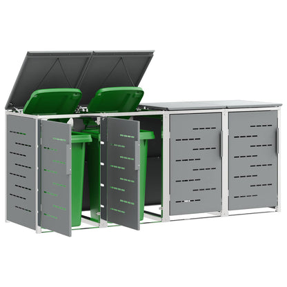 vidaXL Wheelie Bin Storage Stainless Steel Grey