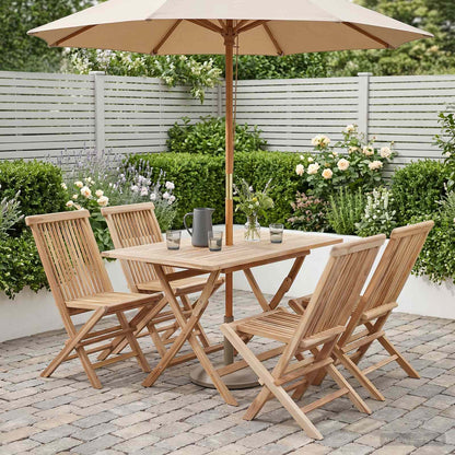 vidaXL Garden Furniture Set 5 pcs Natural Solid Teak Wood