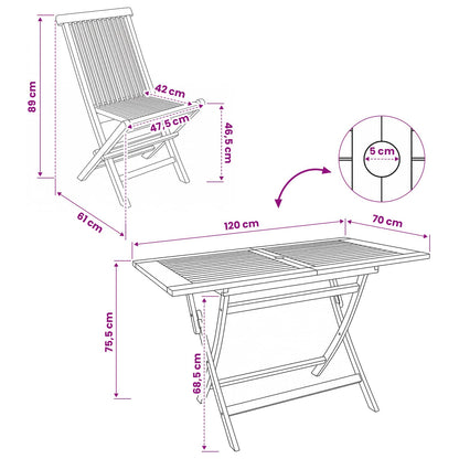 vidaXL Garden Furniture Set 5 pcs Natural Solid Teak Wood