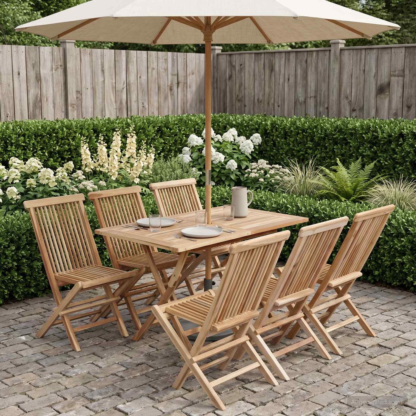vidaXL Garden Furniture Set 7 pcs Natural Solid Teak Wood