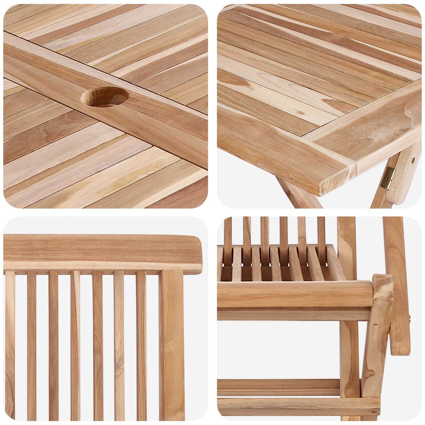 vidaXL Garden Furniture Set 5 pcs Natural Solid Teak Wood
