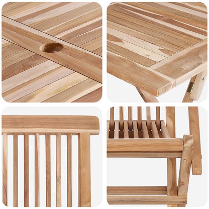 vidaXL Garden Furniture Set 7 pcs Natural Solid Teak Wood