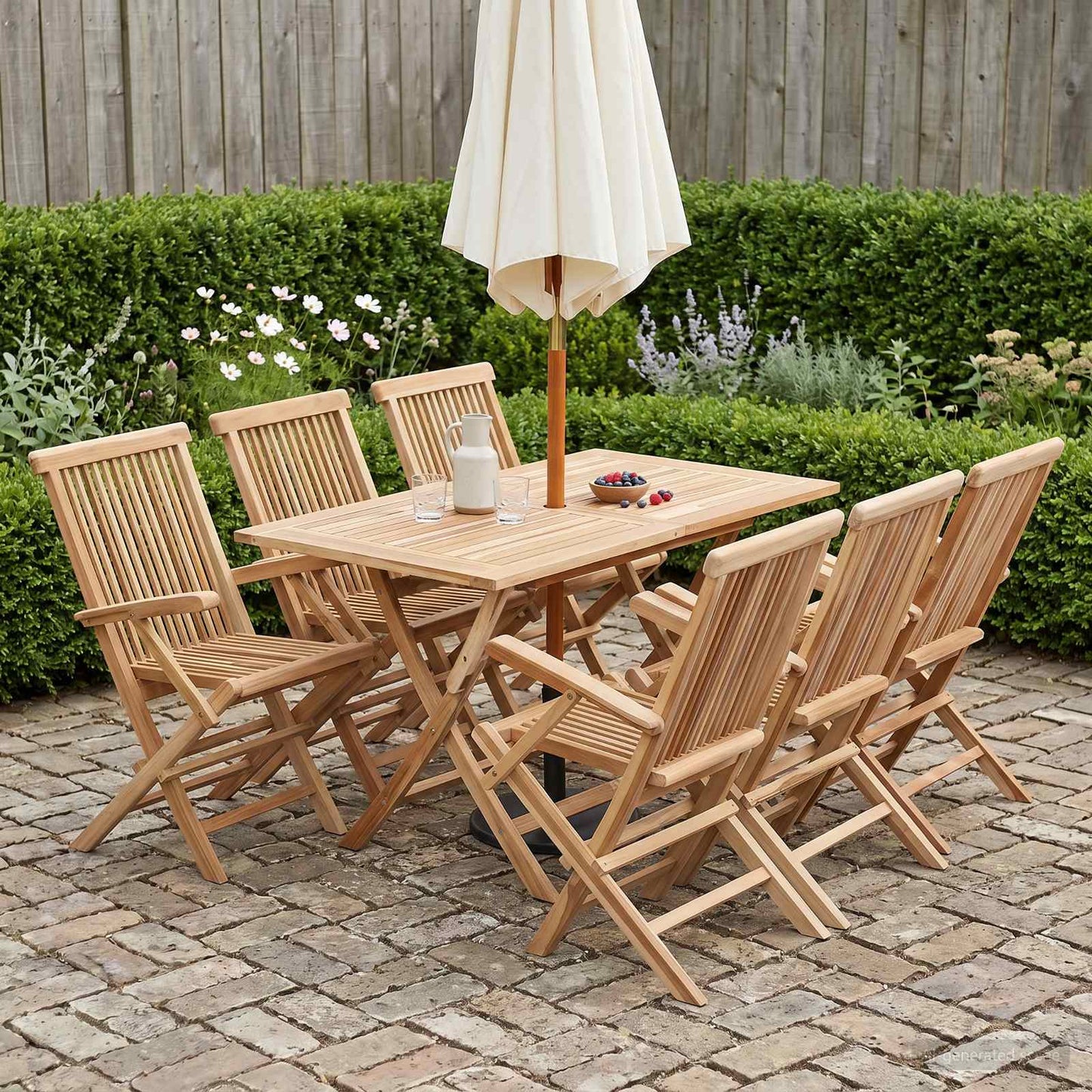 vidaXL Garden Furniture Set 7 pcs Natural Solid Teak Wood