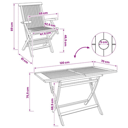 vidaXL Garden Furniture Set 7 pcs Natural Solid Teak Wood